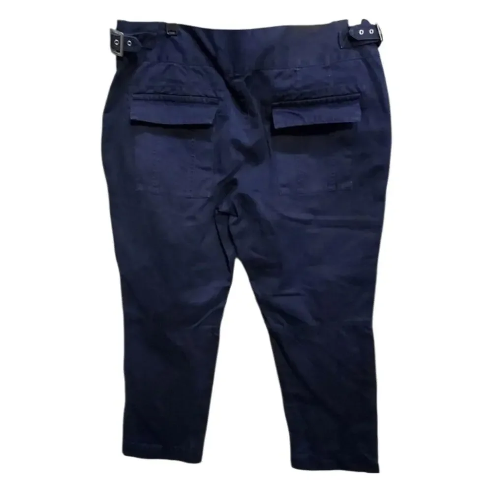 Banana Republic Heritage Navy Blue Cropped Belted Utility Linen Pants Size 12
